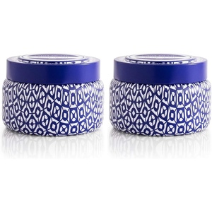 image:imageCapri Blue Printed Travel Tin Jar Candle  Luxury Tropical Scented Candles for Home  Long Lasting Soy Wax Blend  Decorative Jar for Home Decor Gift Aloha Orchid 85 oz85 oz Pack of 2