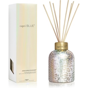 image:imageCapri Blue Reed Diffuser  Reed Diffuser Set Includes Scented Oil Sticks and Mercury Iridescent Glass Bottle  Home Decor Room Fresheners  Volcano 57 fl ozPineapple Flower